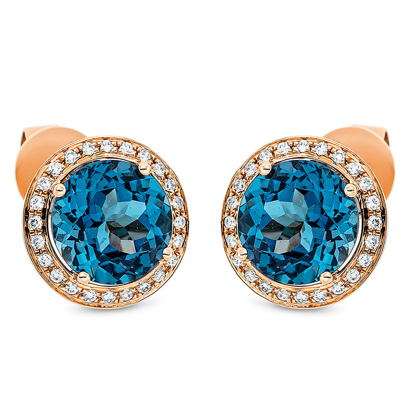 Ohrstecker mit Topas  aus 750/-18 Karat Rotgold mit 48 Diamanten 0