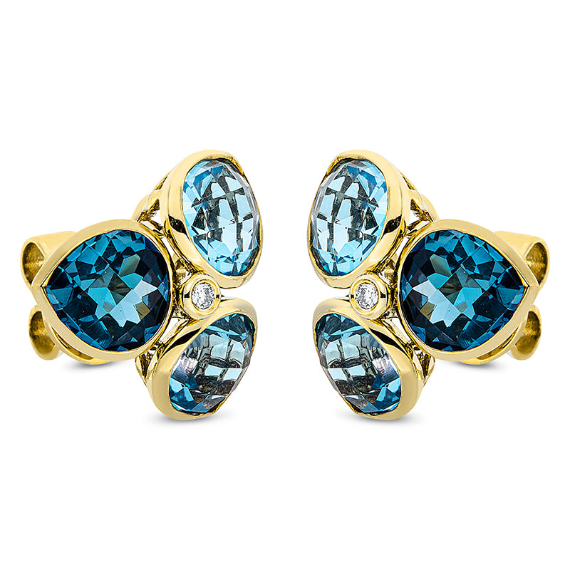Ohrstecker mit Topas  aus 750/-18 Karat Gelbgold mit 2 Diamanten 0