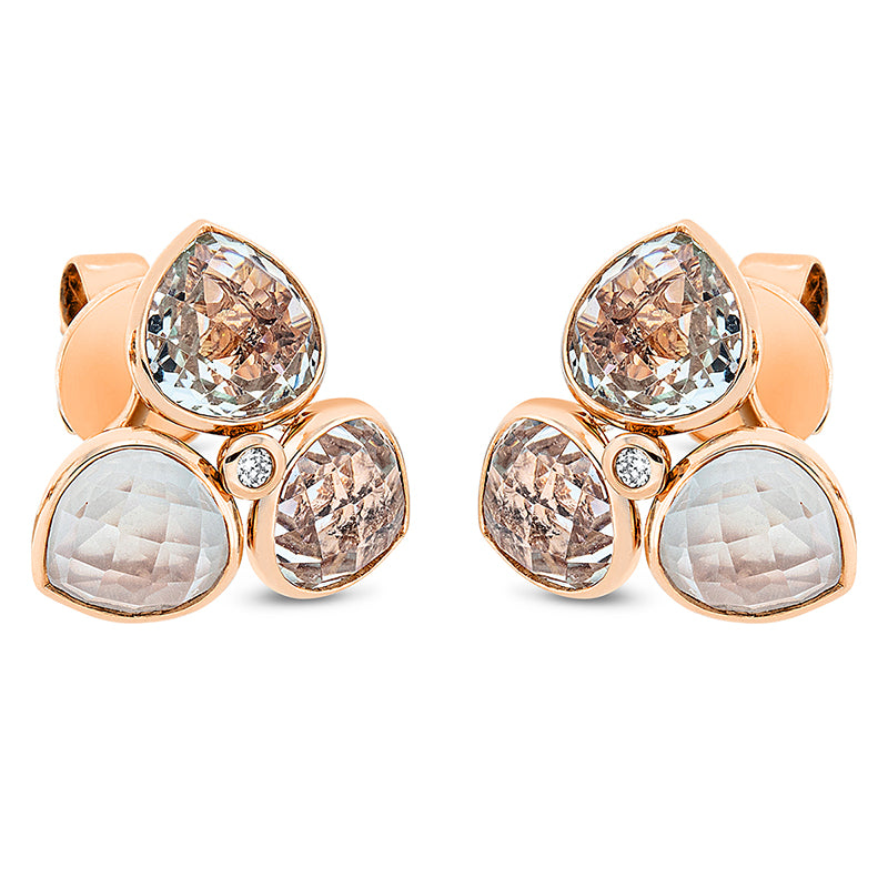 Ohrstecker mit Amethyst  aus 750/-18 Karat Rotgold mit 2 Diamanten 0