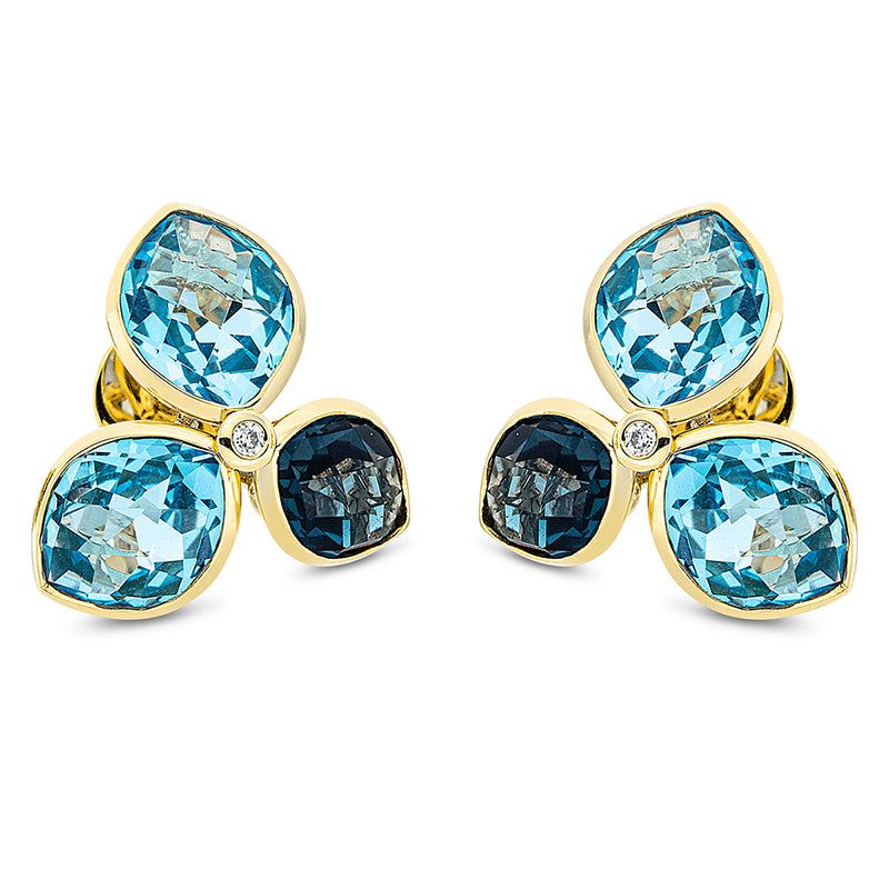 Ohrstecker mit Topas  aus 750/-18 Karat Gelbgold mit 2 Diamanten 0