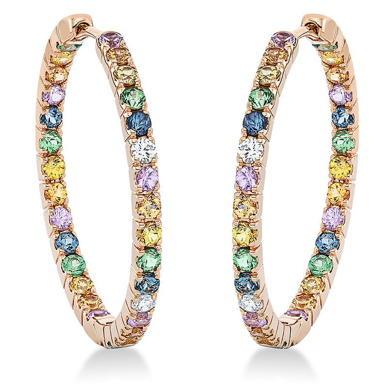 Creolen mit Saphir  aus 750/-18 Karat Rotgold mit 4 Diamanten 0