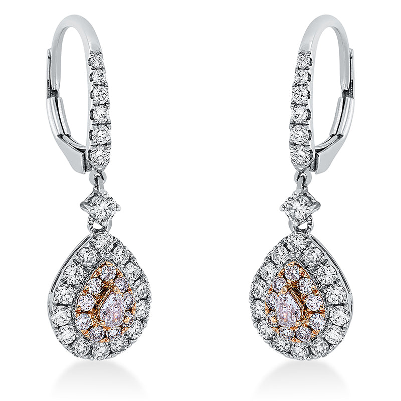 Ohrschmuck    aus 750/-18 Karat Weißgold / Rotgold mit 60 Diamanten 0