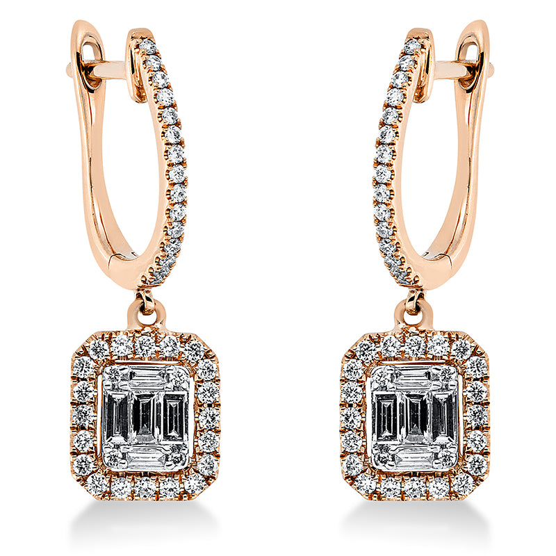 Ohrschmuck    aus 750/-18 Karat Rotgold / Weißgold mit 88 Diamanten 0