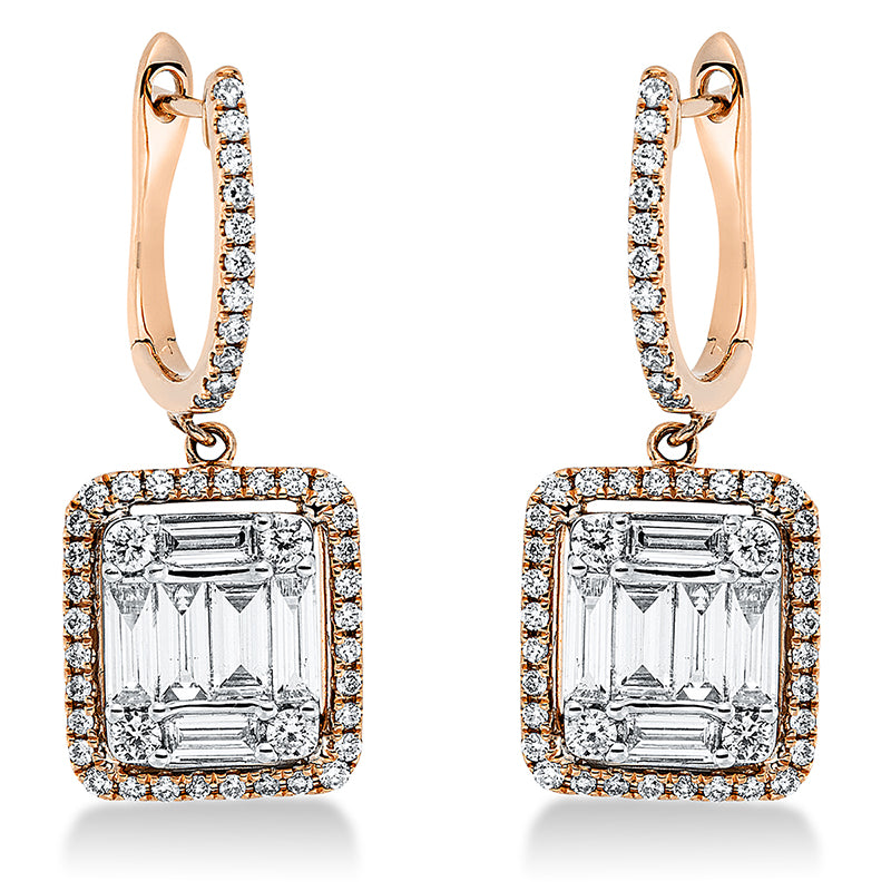 Ohrschmuck    aus 750/-18 Karat Rotgold mit 106 Diamanten 1