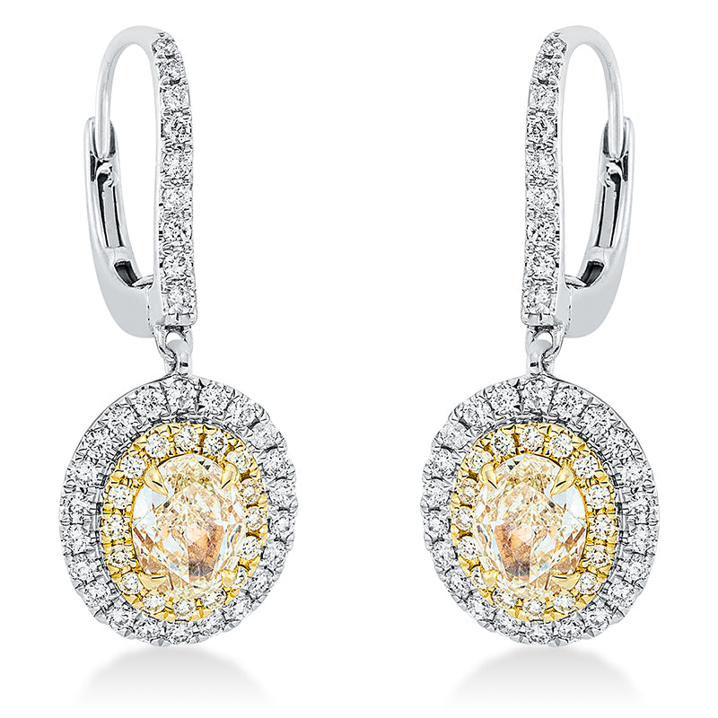 Ohrschmuck    aus 750/-18 Karat Weißgold / Gelbgold mit 96 Diamanten 1