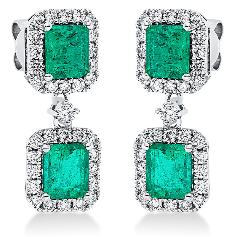 Ohrschmuck mit Smaragd  aus 900/-Platin Platin mit 66 Diamanten 0