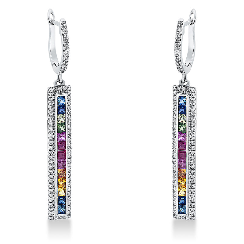 Creolen mit Saphir  aus 585/-14 Karat Weißgold mit 148 Diamanten 0