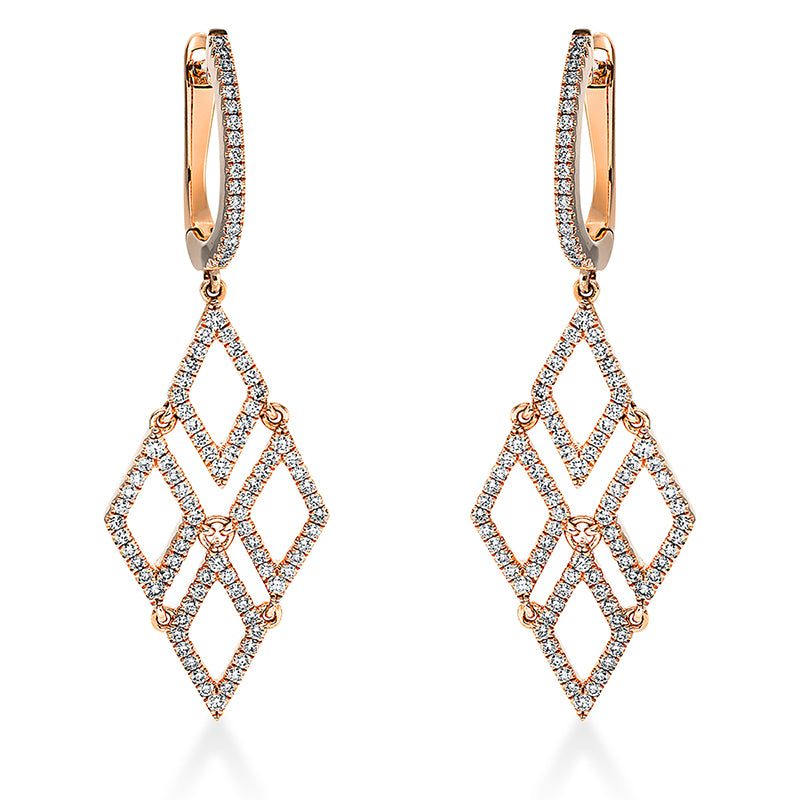 Ohrschmuck    aus 750/-18 Karat Rotgold mit 196 Diamanten 1