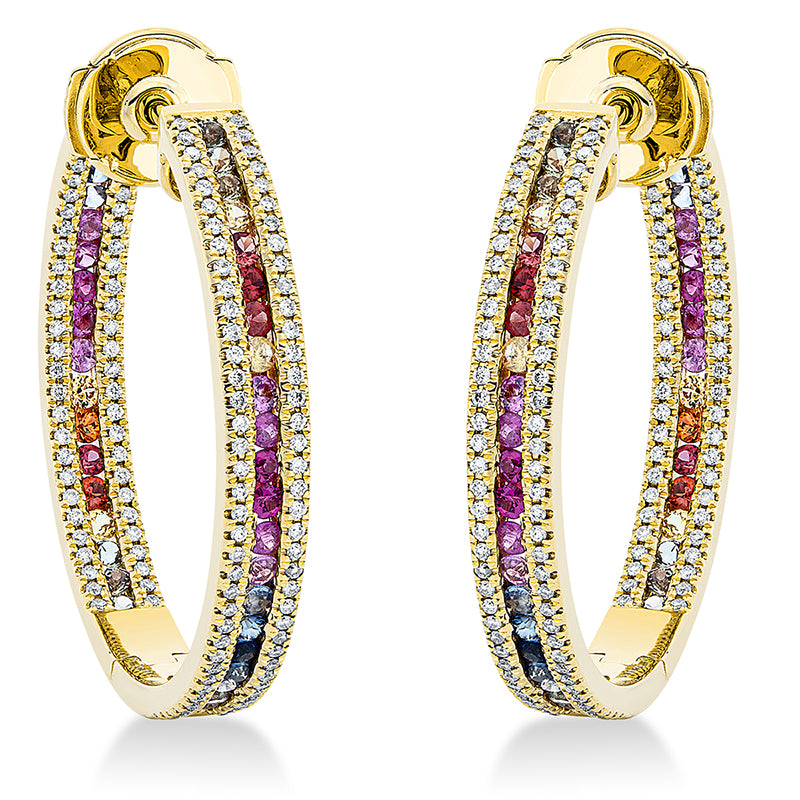 Creolen mit Saphir  aus 750/-18 Karat Gelbgold mit 276 Diamanten 0