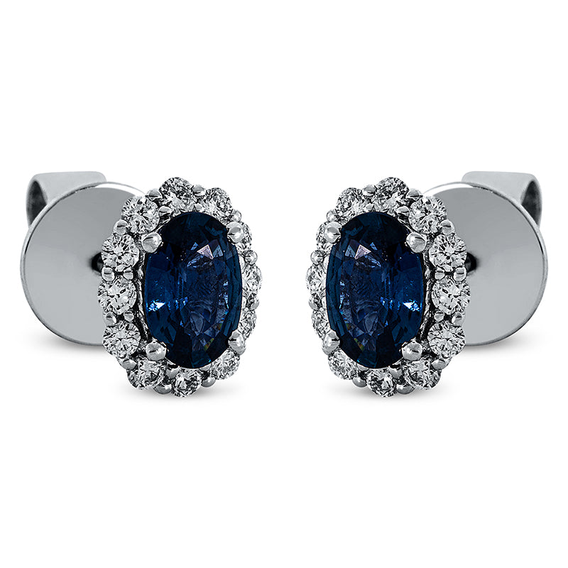 Ohrstecker mit Saphir  aus 750/-18 Karat Weißgold mit 24 Diamanten 0