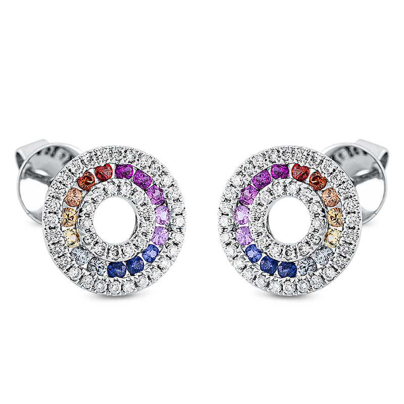 Ohrstecker mit Saphir  aus 750/-18 Karat Weißgold mit 82 Diamanten 0
