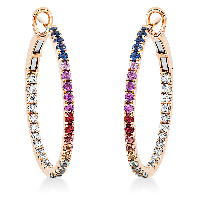 Creolen mit Saphir  aus 750/-18 Karat Rotgold mit 24 Diamanten 0