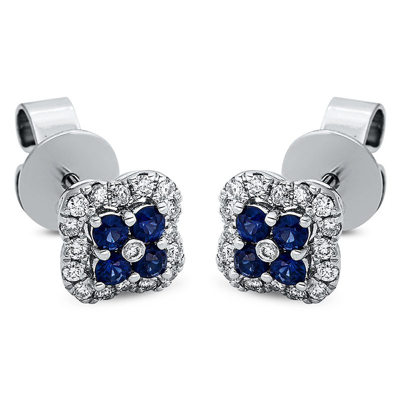 Ohrstecker mit Saphir  aus 750/-18 Karat Weißgold mit 34 Diamanten 0