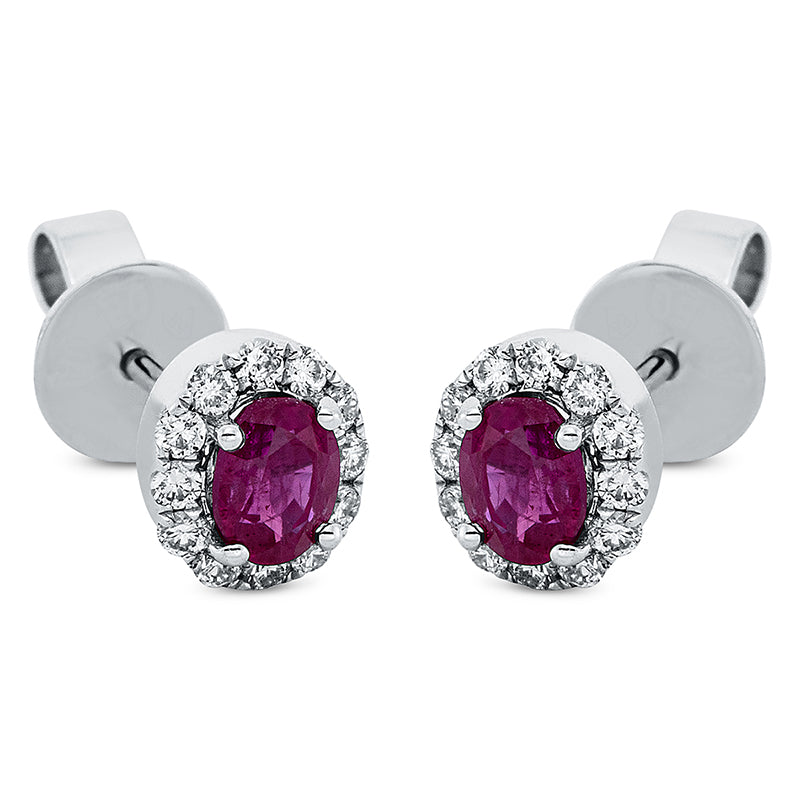 Ohrstecker mit Rubin  aus 750/-18 Karat Weißgold mit 24 Diamanten 0