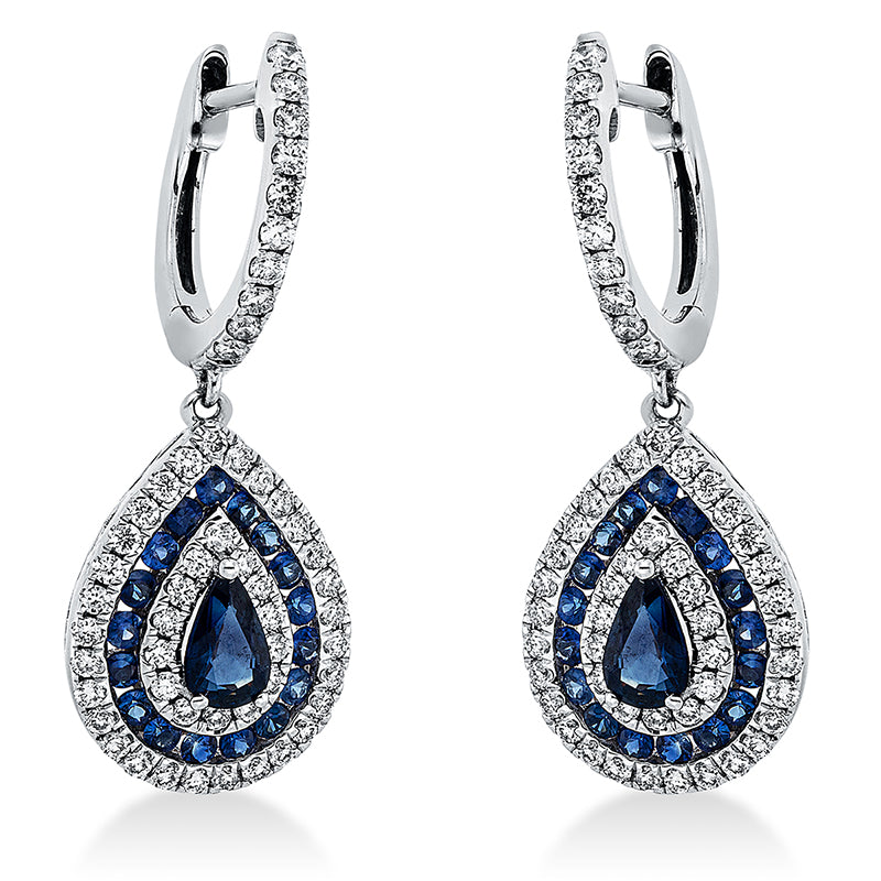 Ohrschmuck mit Saphir  aus 750/-18 Karat Weißgold mit 106 Diamanten 0