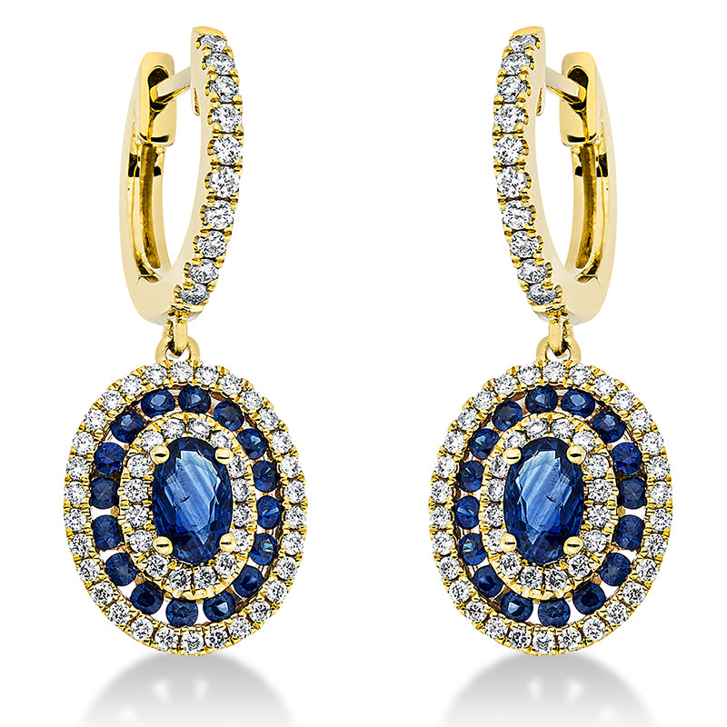 Ohrschmuck mit Saphir  aus 750/-18 Karat Gelbgold mit 112 Diamanten 0
