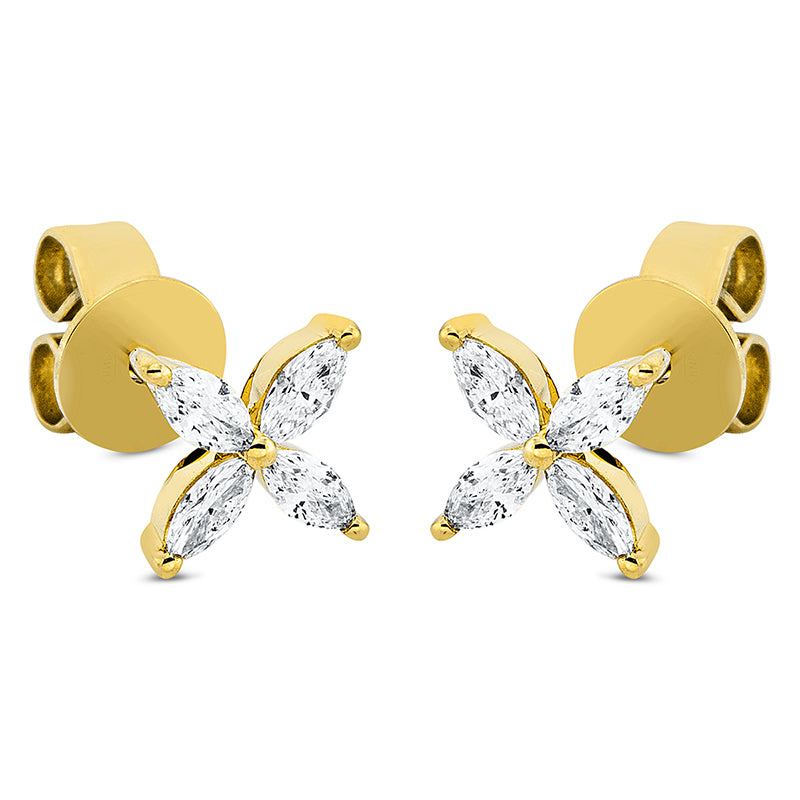 Ohrstecker - Moderner Schmuck aus Gold mit Diamanten, -Symbol - 2P137