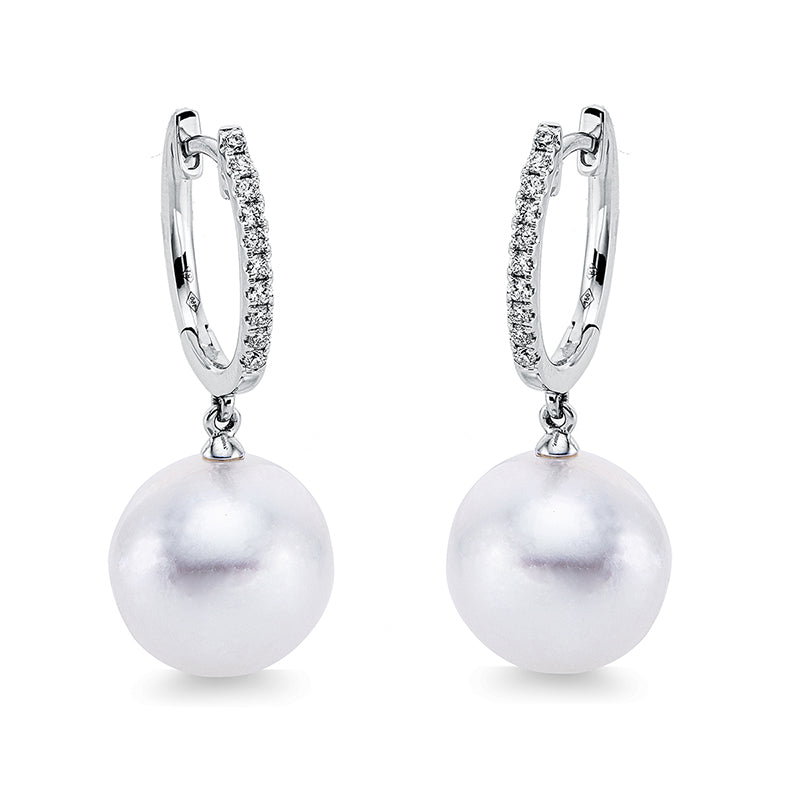 Ohrschmuck   mit Süßwasserp aus 750/-18 Karat Weißgold mit 20 Diamanten 0