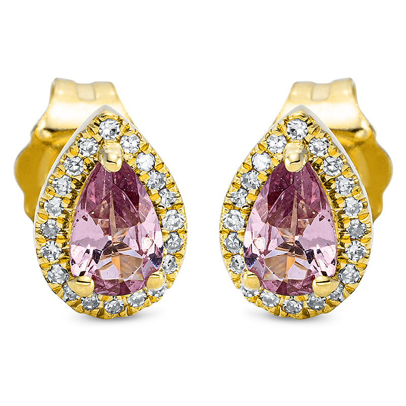 Ohrstecker mit Granat  aus 750/-18 Karat Gelbgold mit 40 Diamanten 0