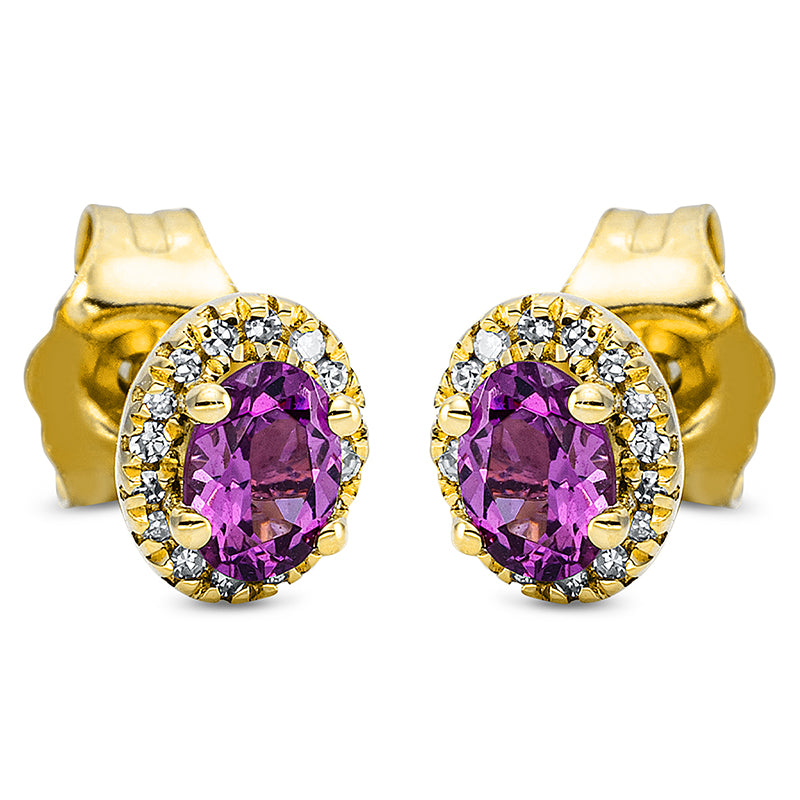 Ohrstecker mit Granat  aus 750/-18 Karat Gelbgold mit 32 Diamanten 0