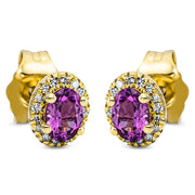 Ohrstecker mit Granat  aus 750/-18 Karat Gelbgold mit 32 Diamanten 0