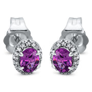 Ohrstecker mit Granat  aus 750/-18 Karat Weißgold mit 32 Diamanten 0