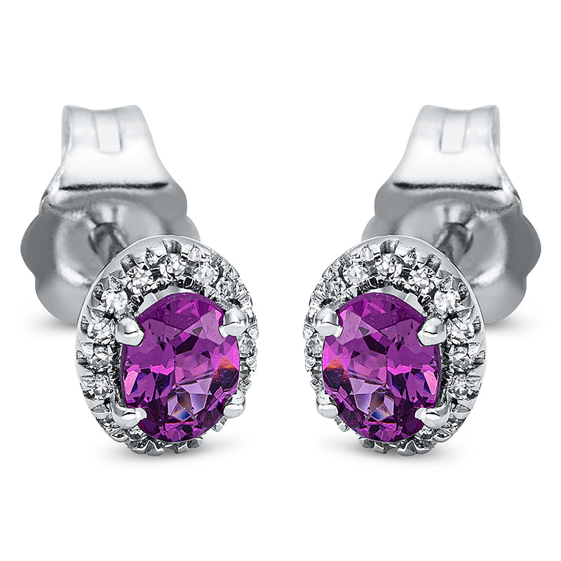 Ohrstecker mit Granat  aus 750/-18 Karat Weißgold mit 32 Diamanten 0