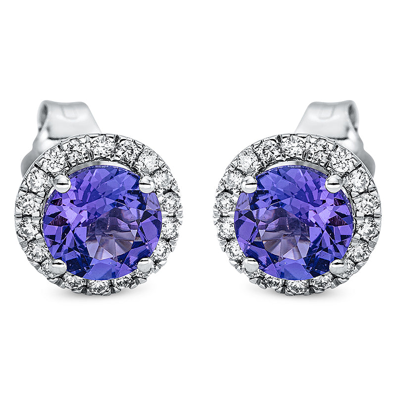 Ohrstecker mit Tansanit  aus 750/-18 Karat Weißgold mit 36 Diamanten 0
