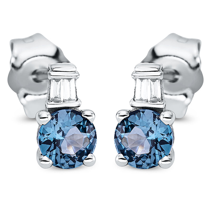 Ohrstecker mit Topas  aus 750/-18 Karat Weißgold mit 4 Diamanten 0