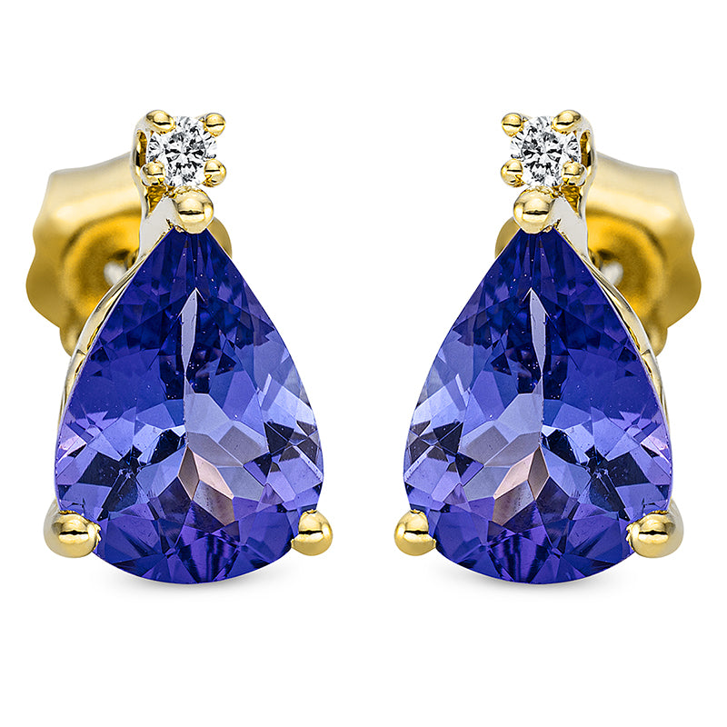 Ohrstecker aus Gold mit Diamanten mit Tansanit - 2P228