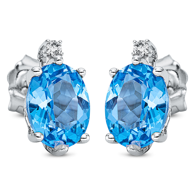 Ohrstecker mit Topas  aus 750/-18 Karat Weißgold mit 2 Diamanten 0