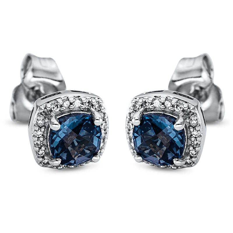 Ohrstecker mit Topas  aus 750/-18 Karat Weißgold mit 40 Diamanten 0