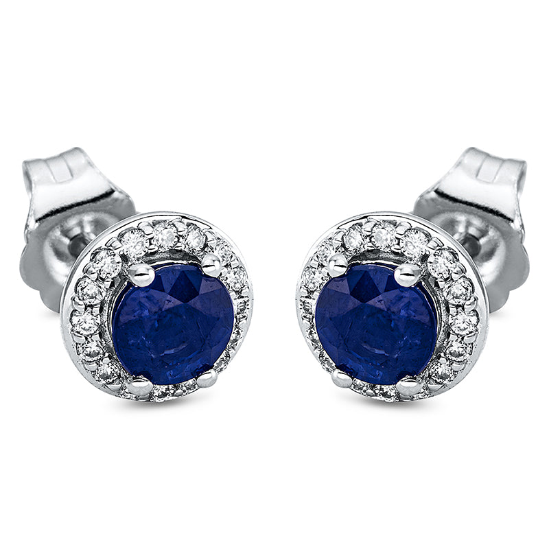 Ohrstecker mit Saphir  aus 750/-18 Karat Weißgold mit 32 Diamanten 0