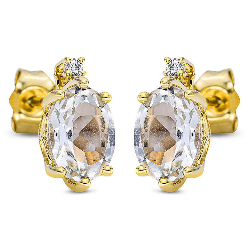 Ohrstecker mit Amethyst  aus 750/-18 Karat Gelbgold mit 2 Diamanten 0