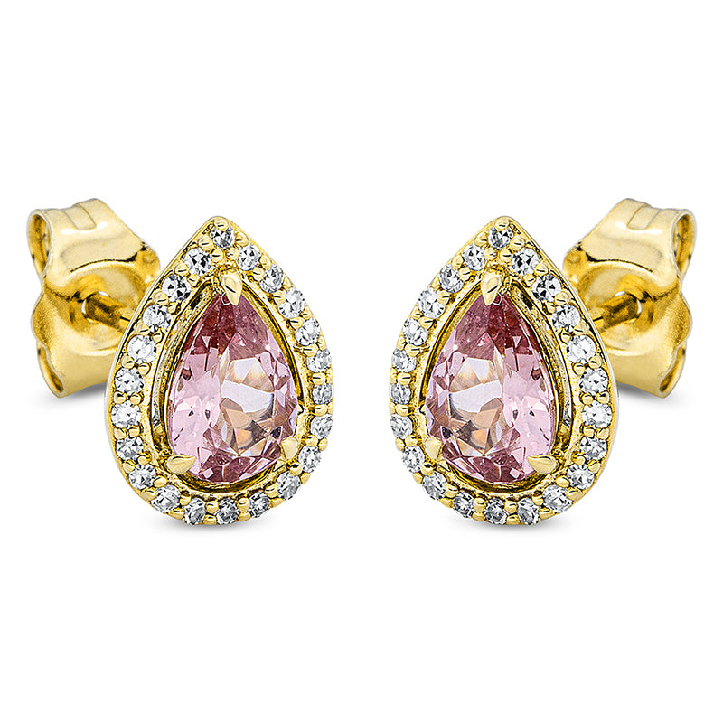 Ohrstecker mit Granat  aus 750/-18 Karat Gelbgold mit 44 Diamanten 0