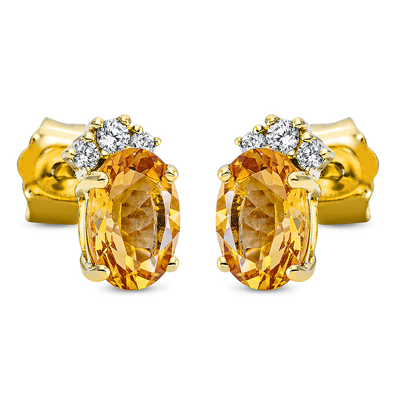 Ohrstecker mit Granat  aus 750/-18 Karat Gelbgold mit 6 Diamanten 0