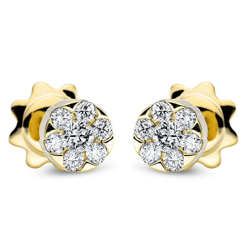 Ohrstecker    aus 750/-18 Karat Gelbgold mit 14 Diamanten 0