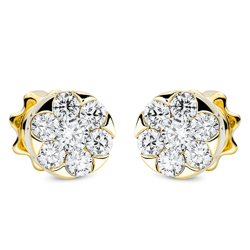 Ohrstecker    aus 750/-18 Karat Gelbgold mit 14 Diamanten 0