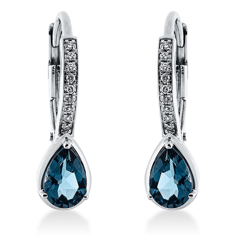 Ohrschmuck mit Topas  aus 750/-18 Karat Weißgold mit 18 Diamanten 0