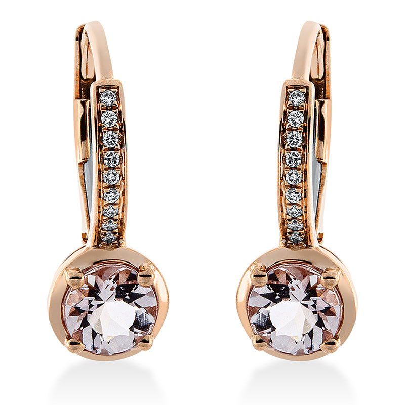 Ohrschmuck mit Morganit  aus 750/-18 Karat Rotgold mit 18 Diamanten 0