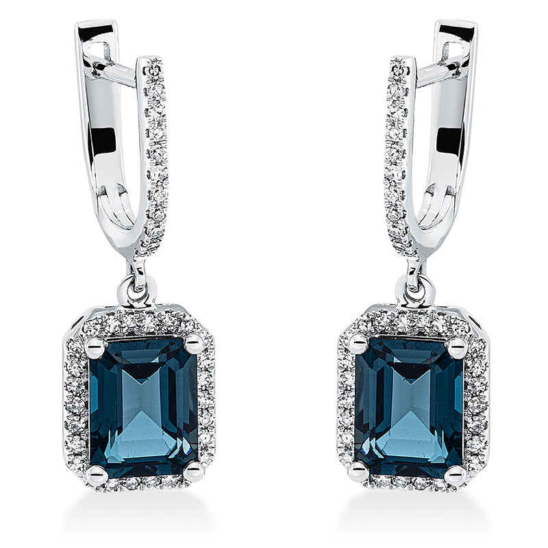 Ohrschmuck mit Topas  aus 750/-18 Karat Weißgold mit 74 Diamanten 0