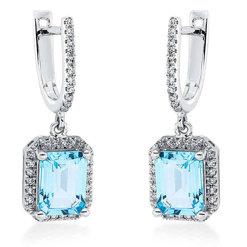 Ohrschmuck mit Topas  aus 750/-18 Karat Weißgold mit 74 Diamanten 0