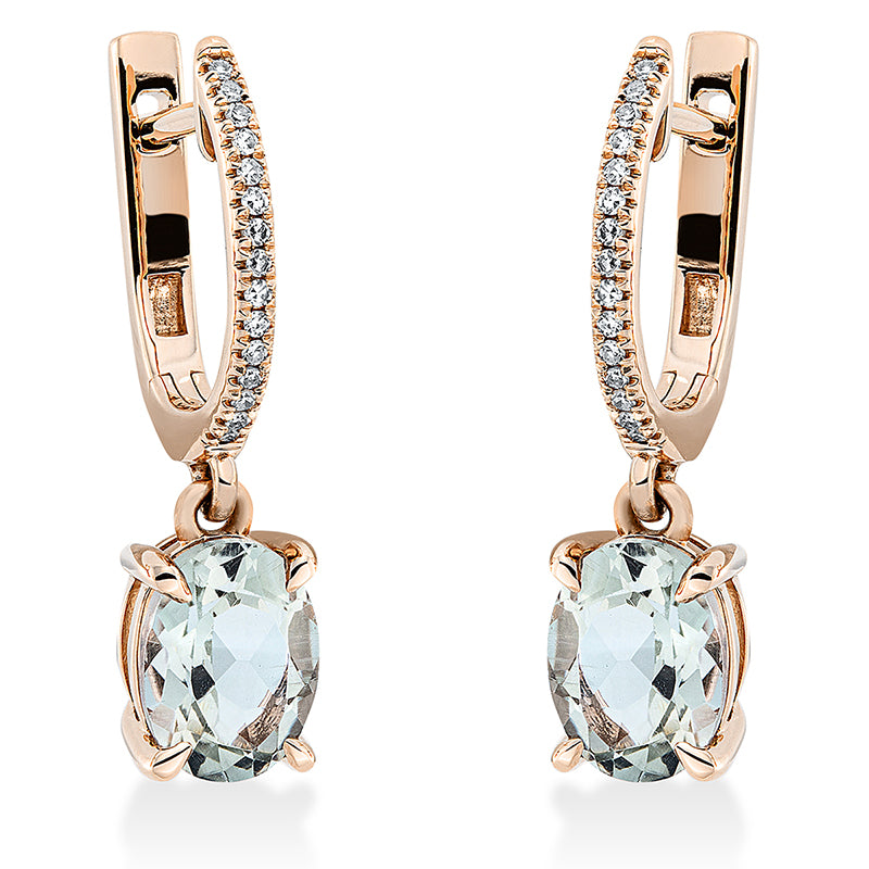 Ohrschmuck mit Amethyst  aus 750/-18 Karat Rotgold mit 30 Diamanten 0