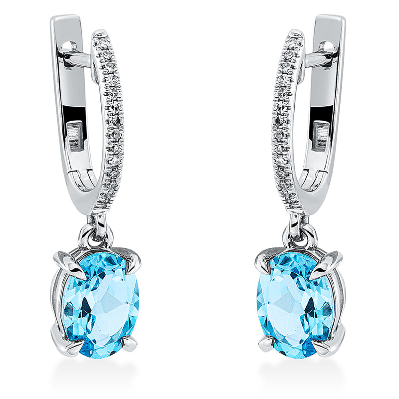 Ohrschmuck mit Topas  aus 750/-18 Karat Weißgold mit 30 Diamanten 0
