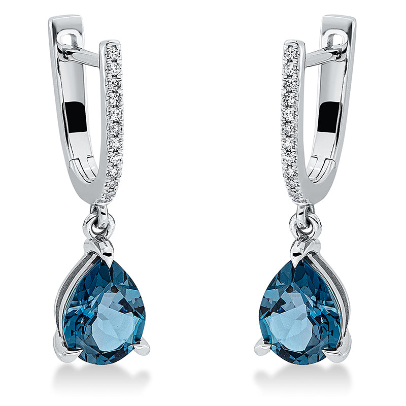 Ohrschmuck mit Topas  aus 750/-18 Karat Weißgold mit 24 Diamanten 0