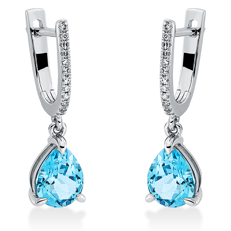 Ohrschmuck mit Topas  aus 750/-18 Karat Weißgold mit 24 Diamanten 0