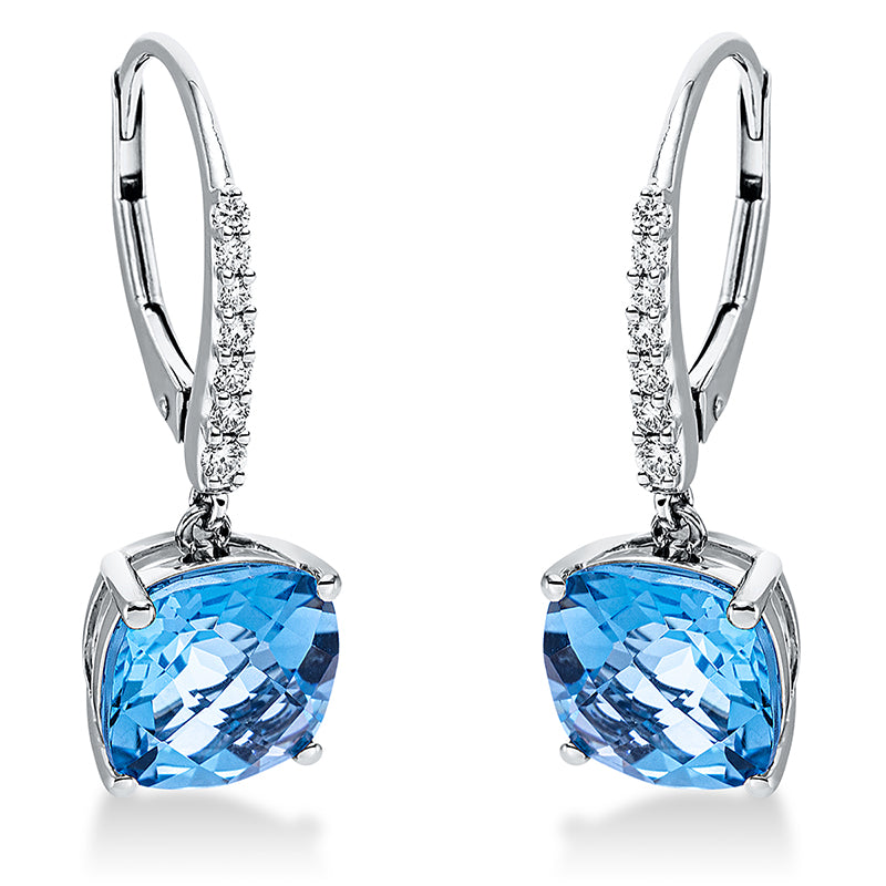 Ohrschmuck mit Topas  aus 750/-18 Karat Weißgold mit 14 Diamanten 0