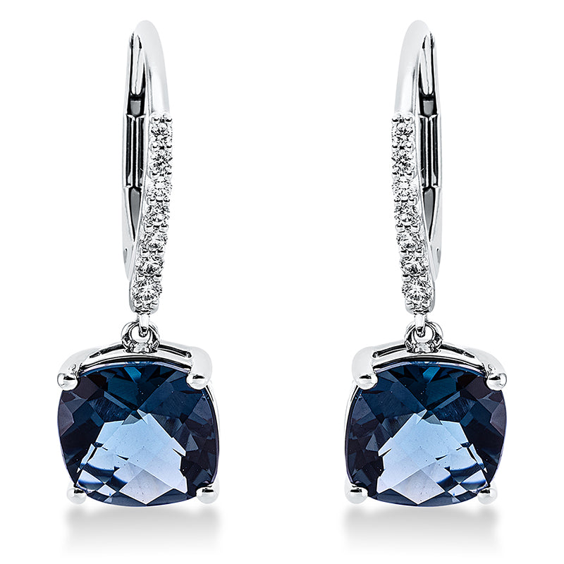Ohrschmuck mit Topas  aus 750/-18 Karat Weißgold mit 14 Diamanten 0