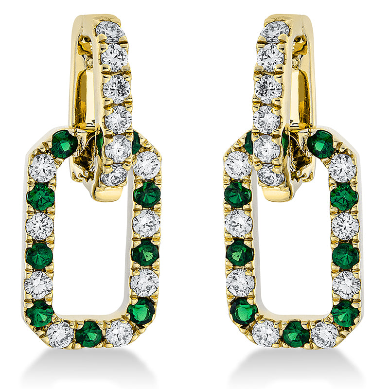 Ohrschmuck mit Tsavorith  aus 750/-18 Karat Gelbgold mit 28 Diamanten 0