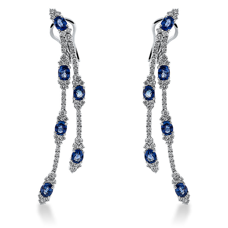 Ohrschmuck mit Saphir  aus 750/-18 Karat Weißgold mit 118 Diamanten 1